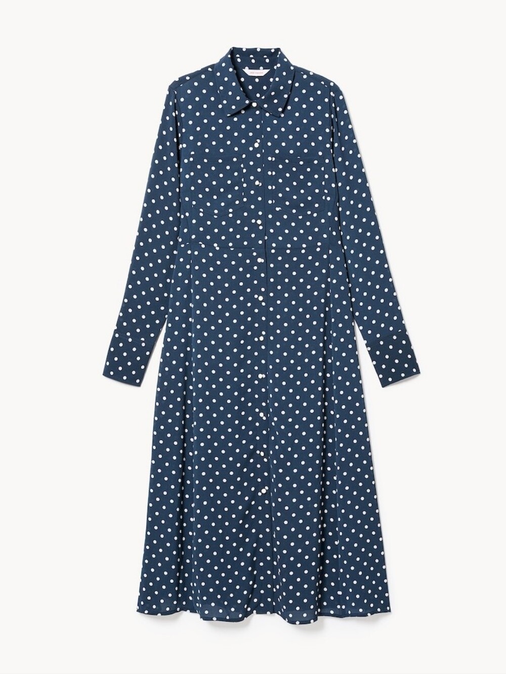 Joe Fresh Navy Polka Dot Long Sleeve Shirt Dress